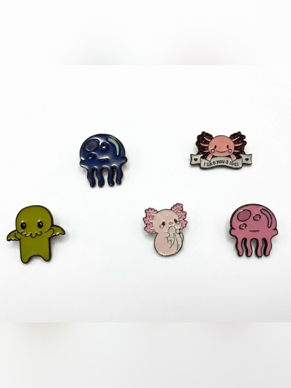 NWT Set Of 5 Axolotl Themed Enamel Pins  (0048)